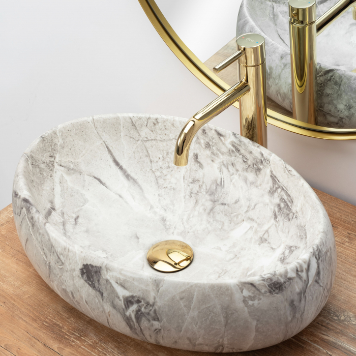 Lavoar pe blat Linda Stone, ceramica, imitatie de piatra [6]