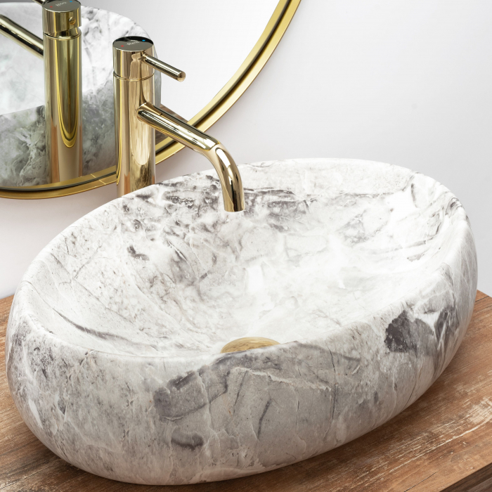 Lavoar pe blat Linda Stone, ceramica, imitatie de piatra [3]