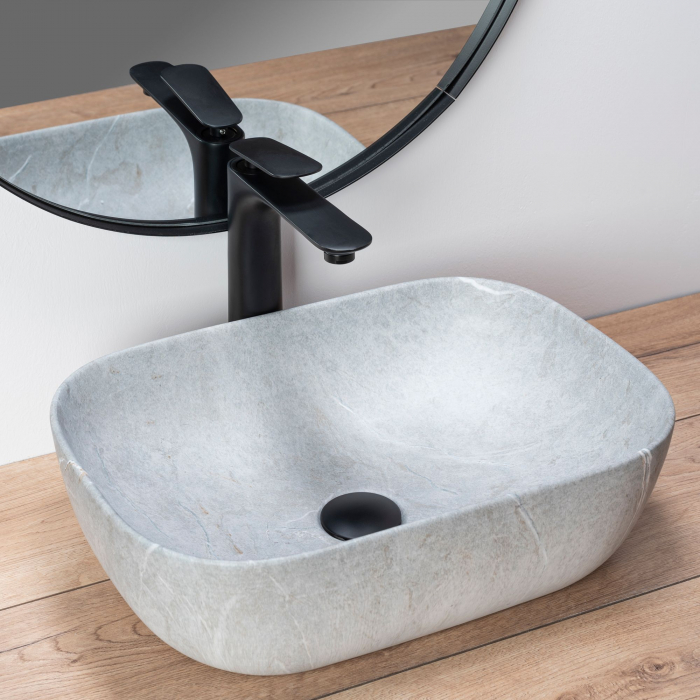 Lavoar pe blat Livia Gri Grey, ceramica, Gri mat [2]