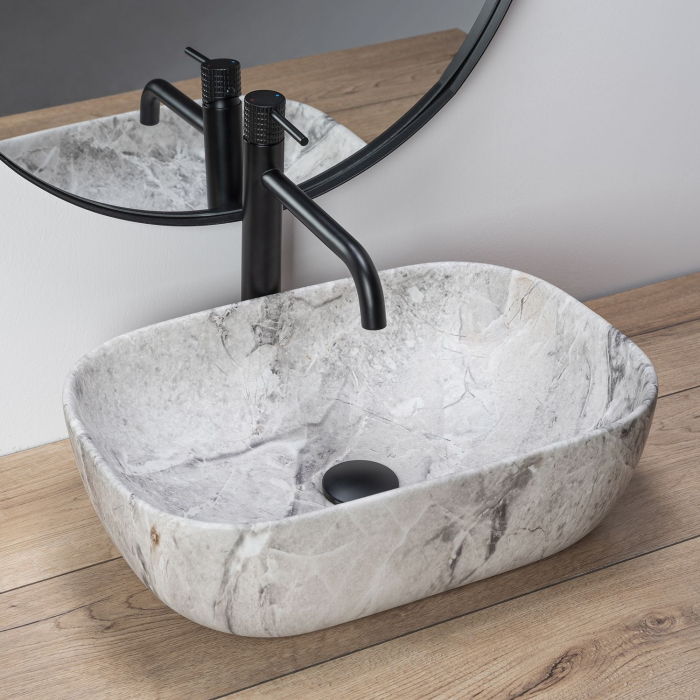 Lavoar pe blat Livia Stone, ceramica, imitatie de piatra [2]