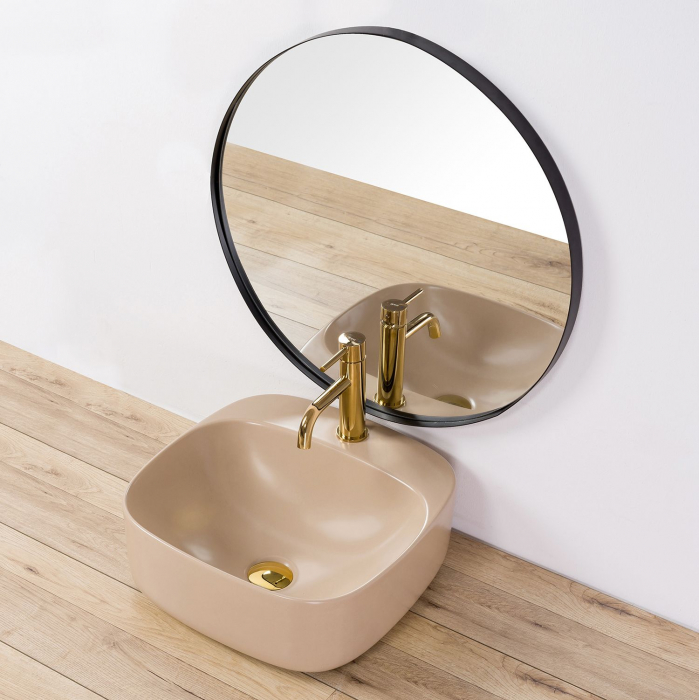 Lavoar pe blat Luiza 42 Beige Mat, ceramica, Bej mat [4]