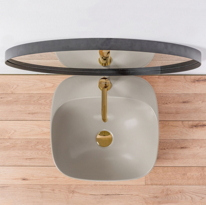 Lavoar pe blat Luiza 42 Grey Mat, ceramica, Gri [5]