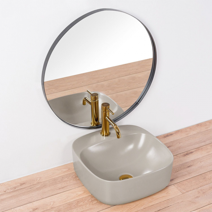 Lavoar pe blat Luiza 42 Grey Mat, ceramica, Gri [4]