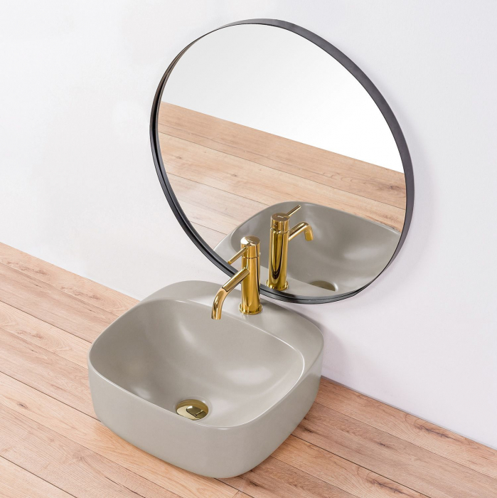 Lavoar pe blat Luiza 42 Grey Mat, ceramica, Gri [3]