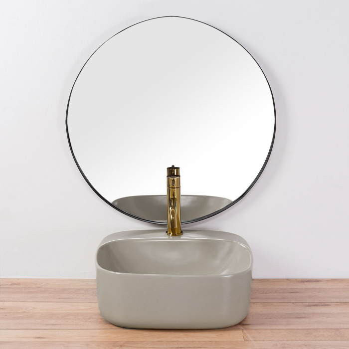 Lavoar pe blat Luiza 42 Grey Mat, ceramica, Gri [2]