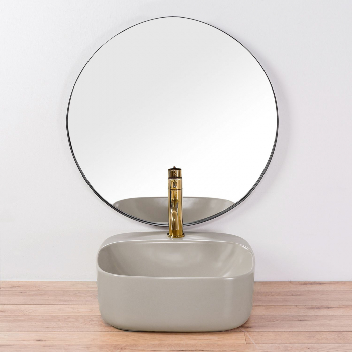 Lavoar pe blat Luiza 42 Grey Mat, ceramica, Gri [6]