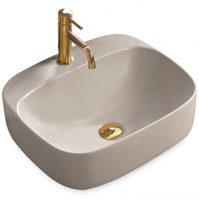 Lavoar pe blat Luiza 50 Grey Mat, ceramica, Gri mat [1]