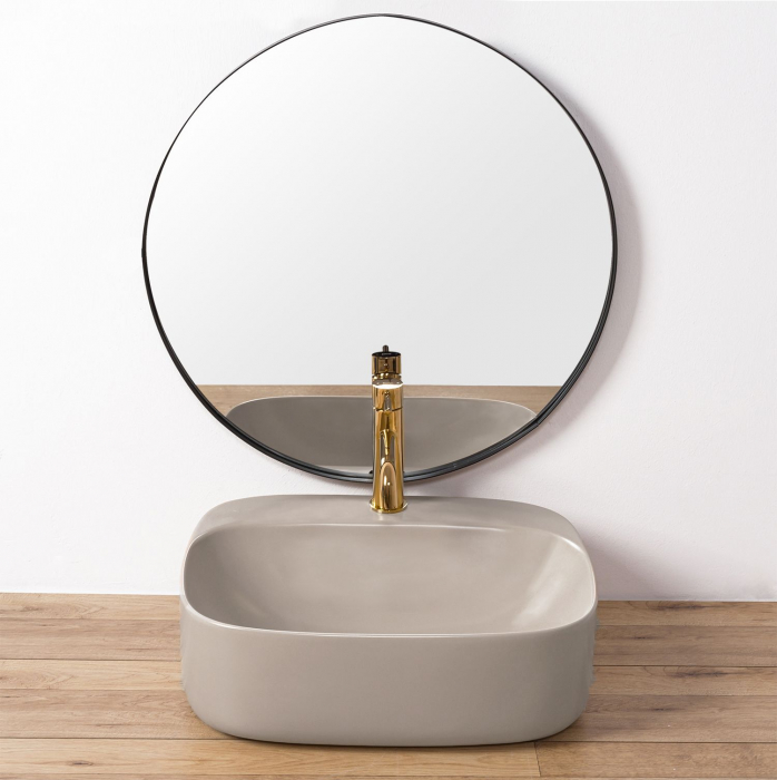 Lavoar pe blat Luiza 50 Grey Mat, ceramica, Gri mat [3]