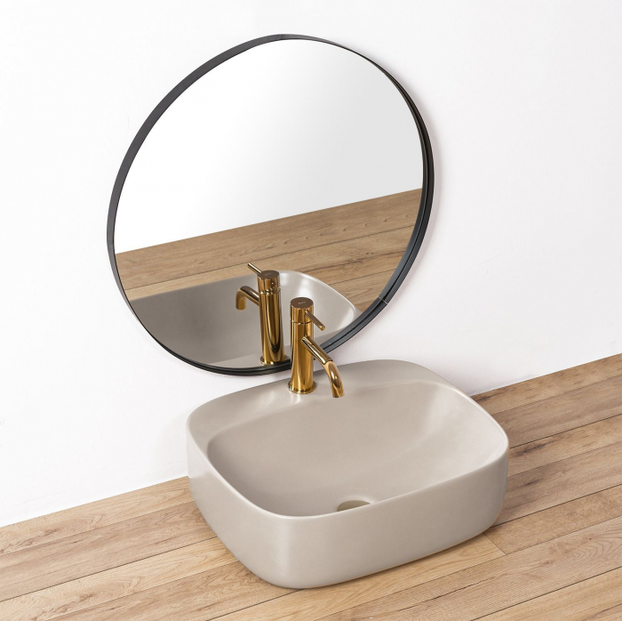 Lavoar pe blat Luiza 50 Grey Mat, ceramica, Gri mat [2]
