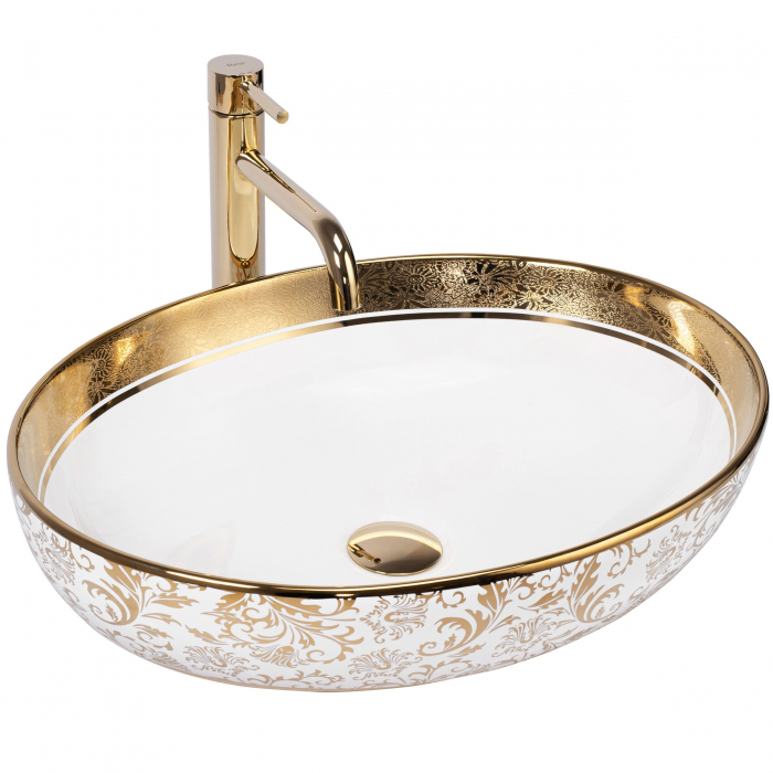 Lavoar pe blat Margot White/gold, ceramica, auriu [1]