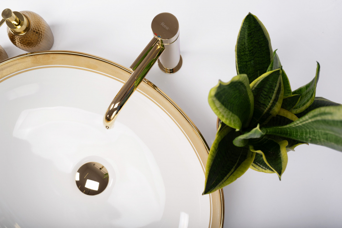 Lavoar pe blat Margot White/gold, ceramica, auriu [3]