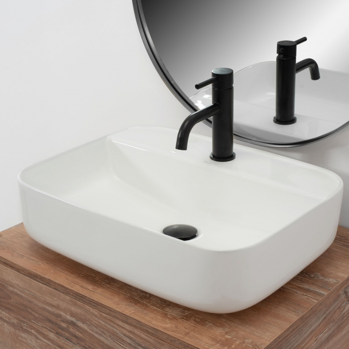 Lavoar pe blat Martina Alb, ceramica, alb lucios [4]