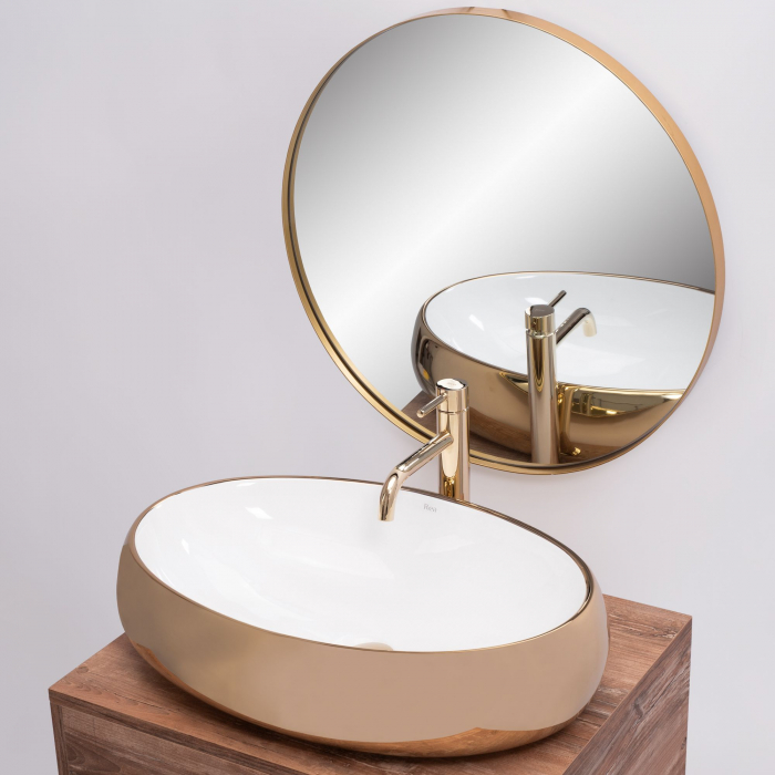 Lavoar pe blat Melania Alb / Gold, ceramica, alb lucios [4]
