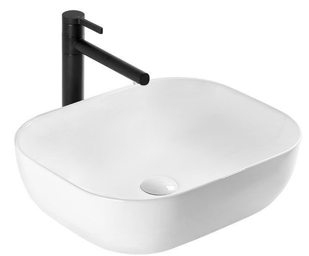 Lavoar pe blat Mona Slim, ceramica, alb lucios [1]