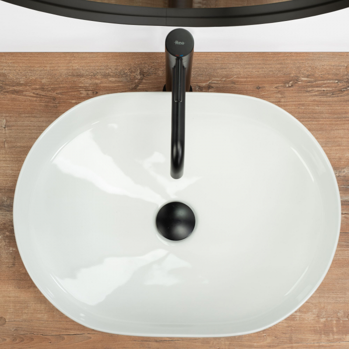 Lavoar pe blat Nadia 50, ceramica, alb lucios [4]