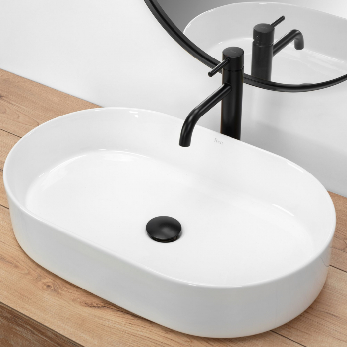 Lavoar pe blat Nadia 60, ceramica, alb lucios [3]