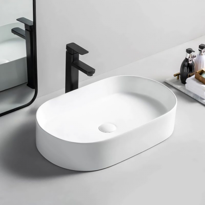 Lavoar pe blat Nadia 60, ceramica, alb lucios [6]
