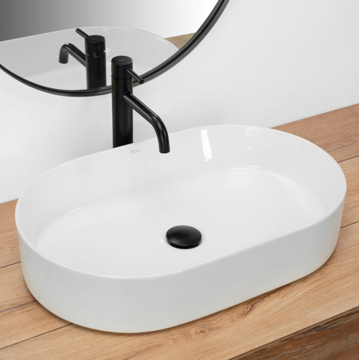 Lavoar pe blat Nadia 60, ceramica, alb lucios [2]