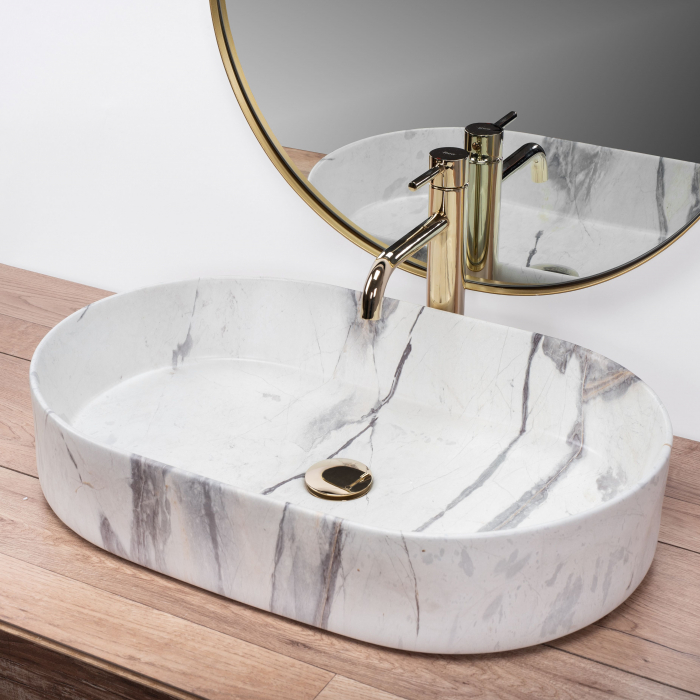 Lavoar pe blat Nadia 60 Sand, ceramica, cu model [3]