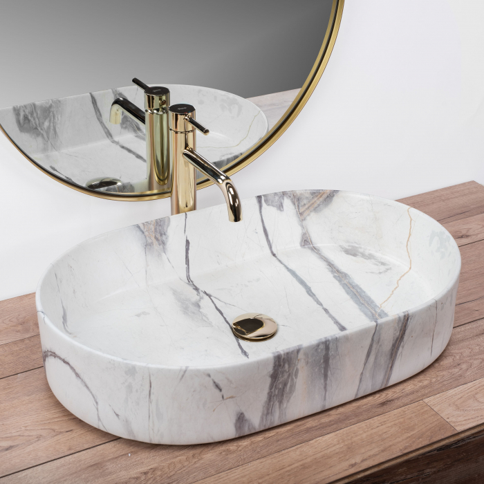Lavoar pe blat Nadia 60 Sand, ceramica, cu model [2]