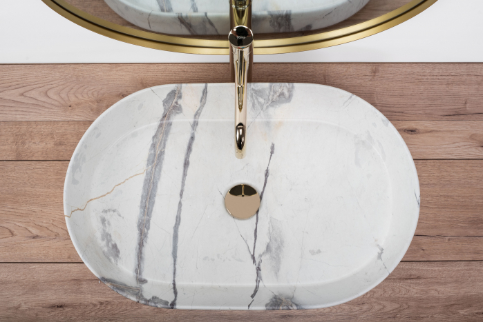Lavoar pe blat Nadia 60 Sand, ceramica, cu model [5]