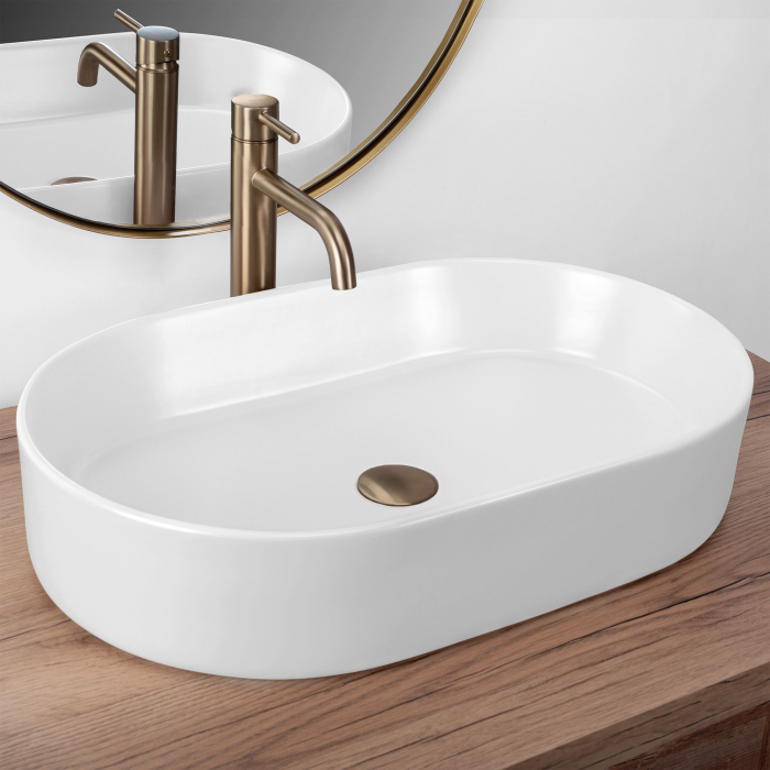Lavoar pe blat Nadia 60 White Matt, ceramica, alb mat [2]