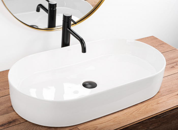 Lavoar pe blat Nadia 70, ceramica, alb lucios [2]