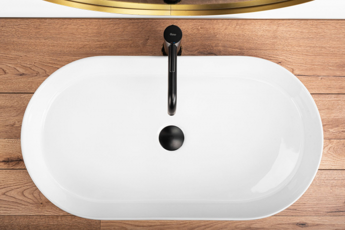 Lavoar pe blat Nadia 70, ceramica, alb lucios [4]
