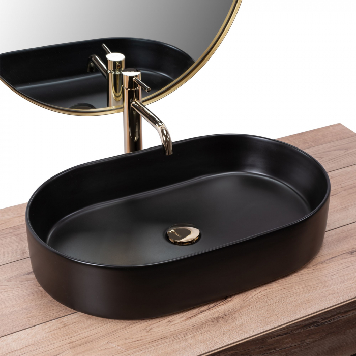 Lavoar pe blat Nadia Black Matt, ceramica, negru mat [2]