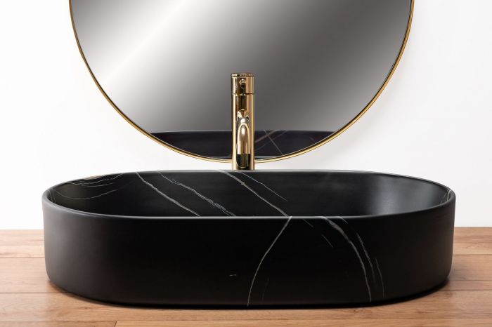 Lavoar pe blat Nadia Stone Black Matt, ceramica, negru mat [3]