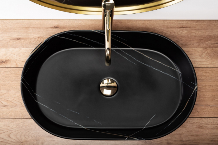 Lavoar pe blat Nadia Stone Black Matt, ceramica, negru mat [4]