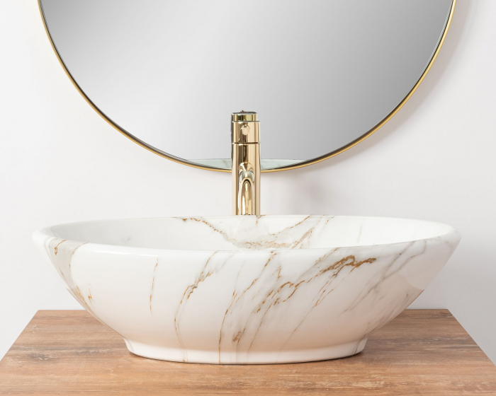 Lavoar pe blat Pamela Shiny Aiax, ceramica, imitatie de piatra [2]