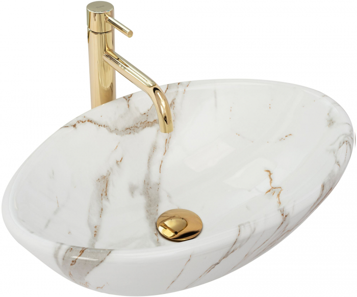 Lavoar pe blat Pamela Shiny Aiax, ceramica, imitatie de piatra [7]