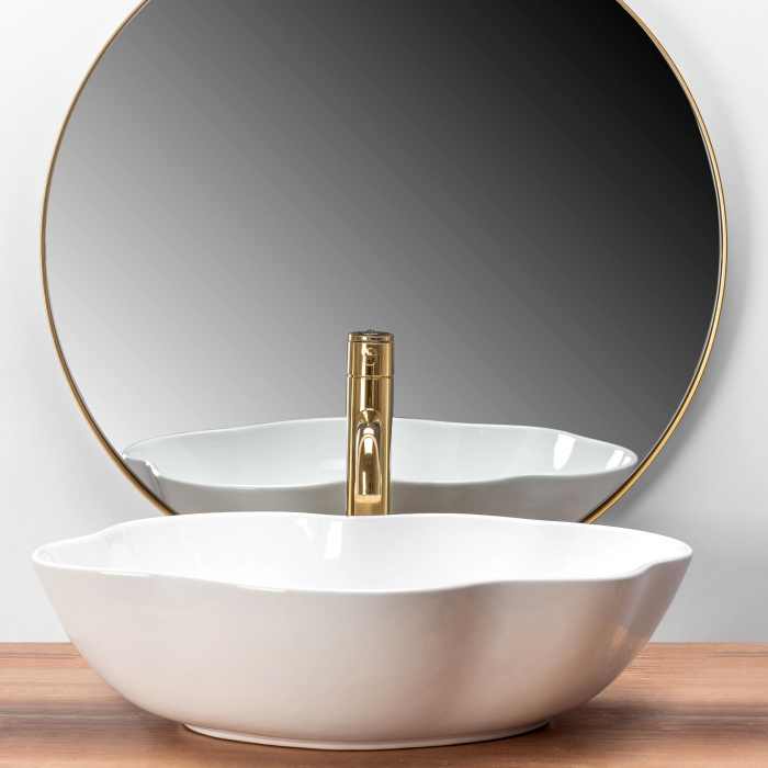 Lavoar pe blat Pearl White, ceramica, alb lucios [4]