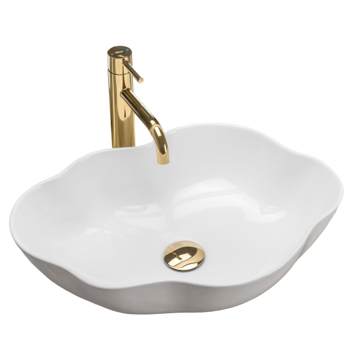 Lavoar pe blat Pearl White, ceramica, alb lucios [1]