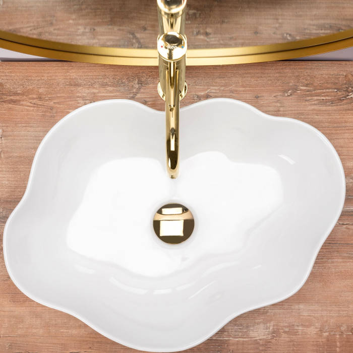 Lavoar pe blat Pearl White, ceramica, alb lucios [3]