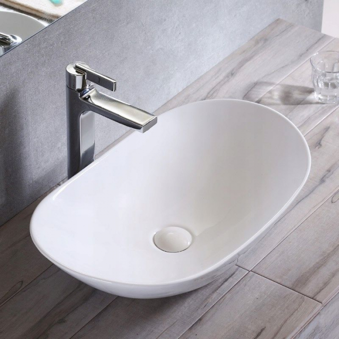 Lavoar pe blat Royal 60, ceramica, alb lucios [4]