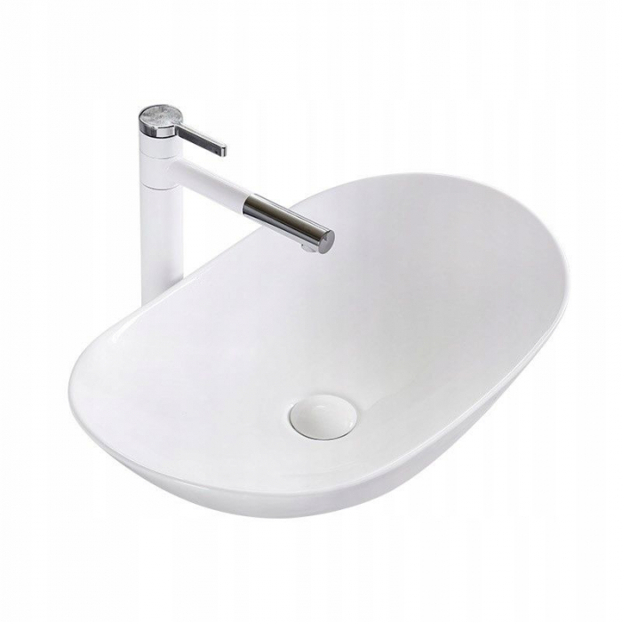 Lavoar pe blat Royal 60, ceramica, alb lucios [1]