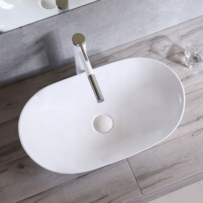 Lavoar pe blat Royal 60, ceramica, alb lucios [2]