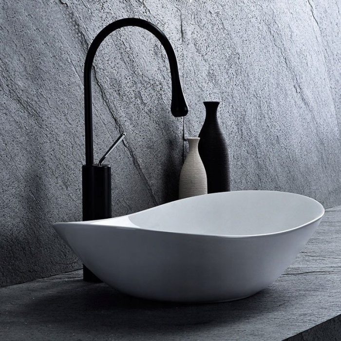 Lavoar pe blat Royal 60, ceramica, alb lucios [3]