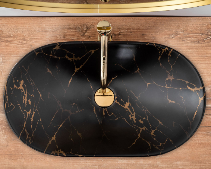 Lavoar pe blat Royal 60 Black Marble Mat, ceramica, negru mat [4]