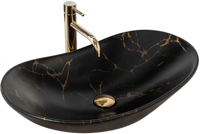 Lavoar pe blat Royal 60 Black Marble Mat, ceramica, negru mat [1]