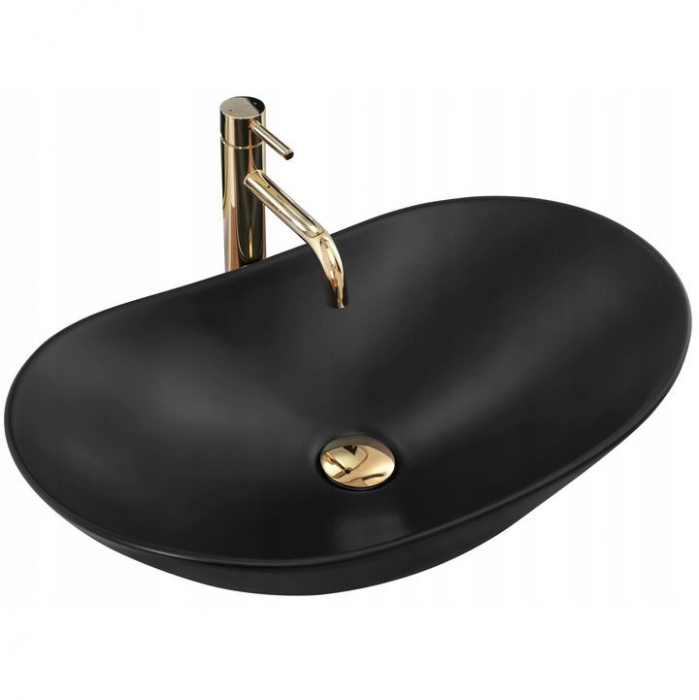 Lavoar pe blat Royal 60 Black Mat, ceramica, negru mat [6]
