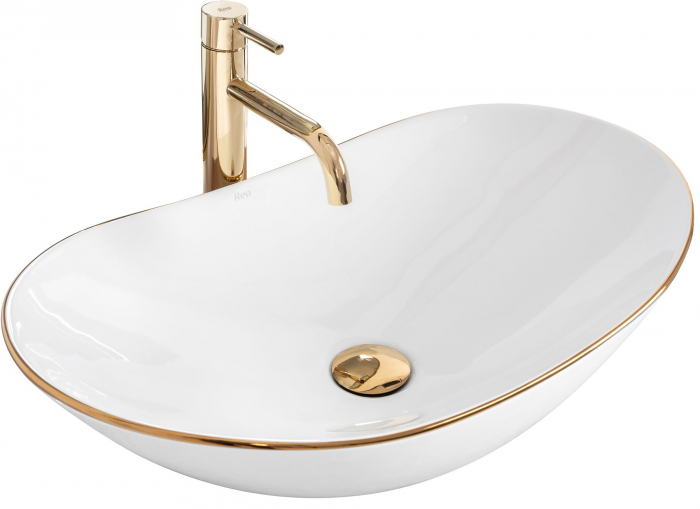 Lavoar pe blat Royal auriu Edge, ceramica, alb lucios [1]