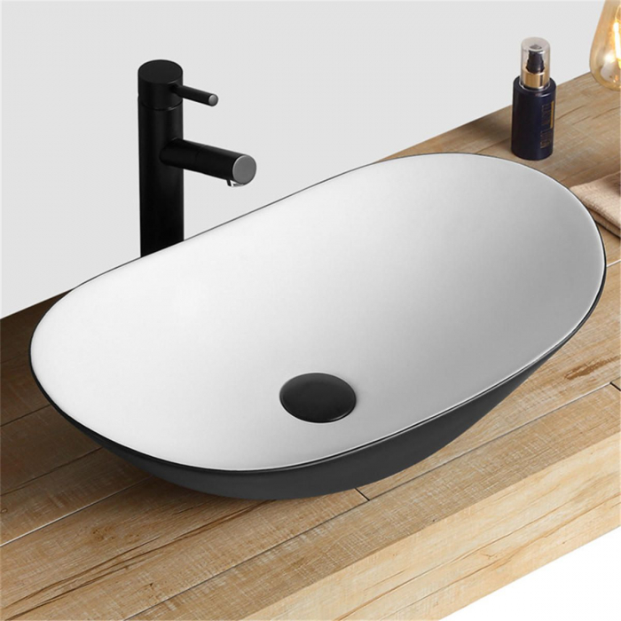 Lavoar pe blat Royal Black Alb, ceramica, alb lucios [3]