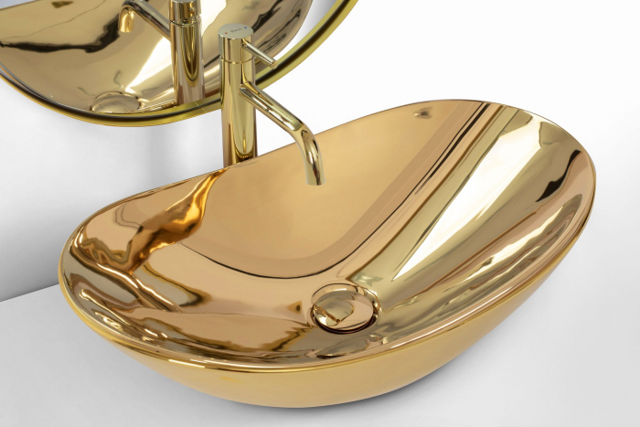 Lavoar pe blat Royal Gold, ceramica, auriu [2]