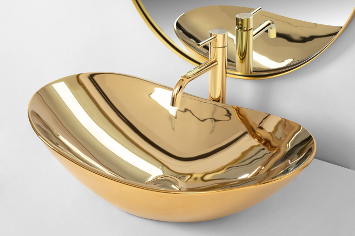 Lavoar pe blat Royal Gold, ceramica, auriu [4]