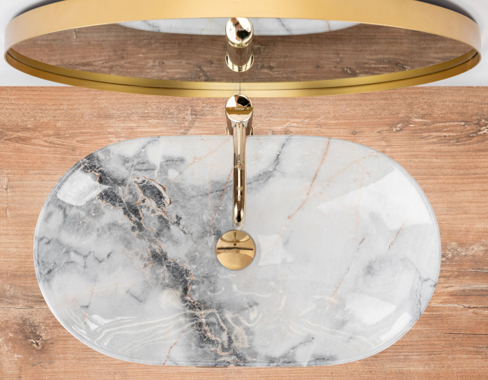 Lavoar pe blat Royal Granit, ceramica, imitatie de piatra [4]