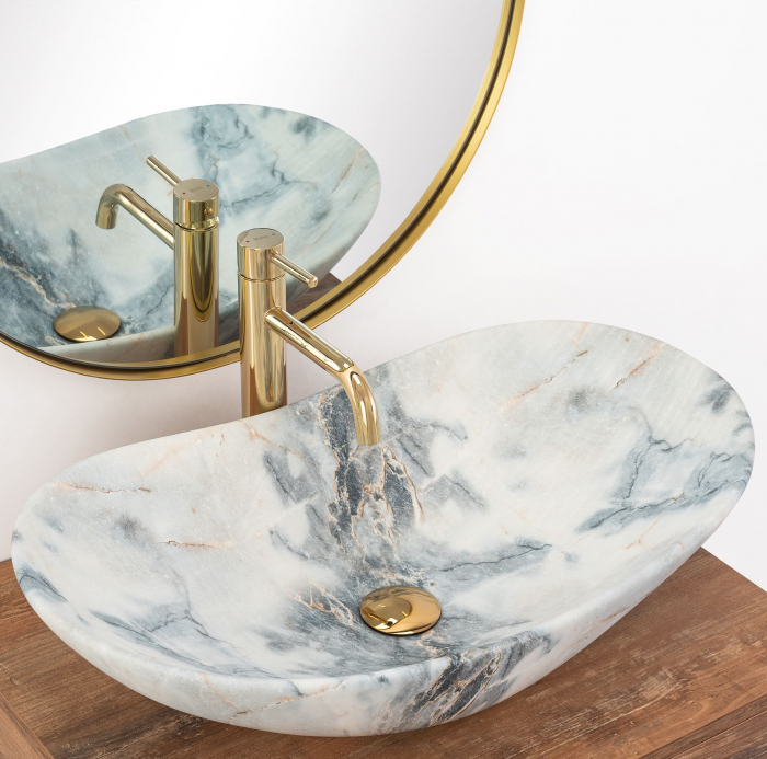 Lavoar pe blat Royal Granit Mat, ceramica, imitatie de piatra [2]