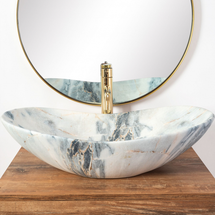 Lavoar pe blat Royal Granit Mat, ceramica, imitatie de piatra [3]